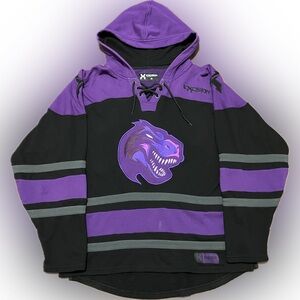 Excision lost lands purple black dinosaur hockey jersey hoodie merch RARE Size M